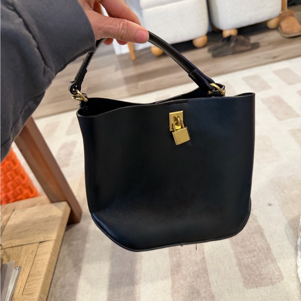 Mango Black Mini Bag with Gold Accent